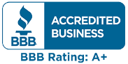 BBB Accredited Business with an A+ rating logo.